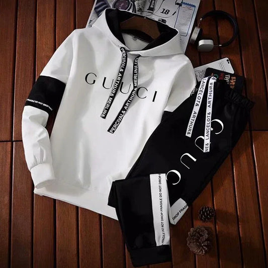2024 Mens Tracksuit Casual Hooded Sweatshirt Jogging Sport Street Daily Clothing Trendy Printing Versatile Tops Pants Suit S-3XL